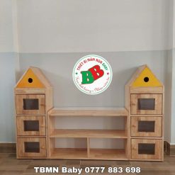 Kệ gỗ cao su 2 tòa tháp BB3078