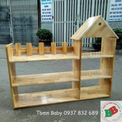 Kệ gỗ cao su ngôi nhà hàng rào BB3071
